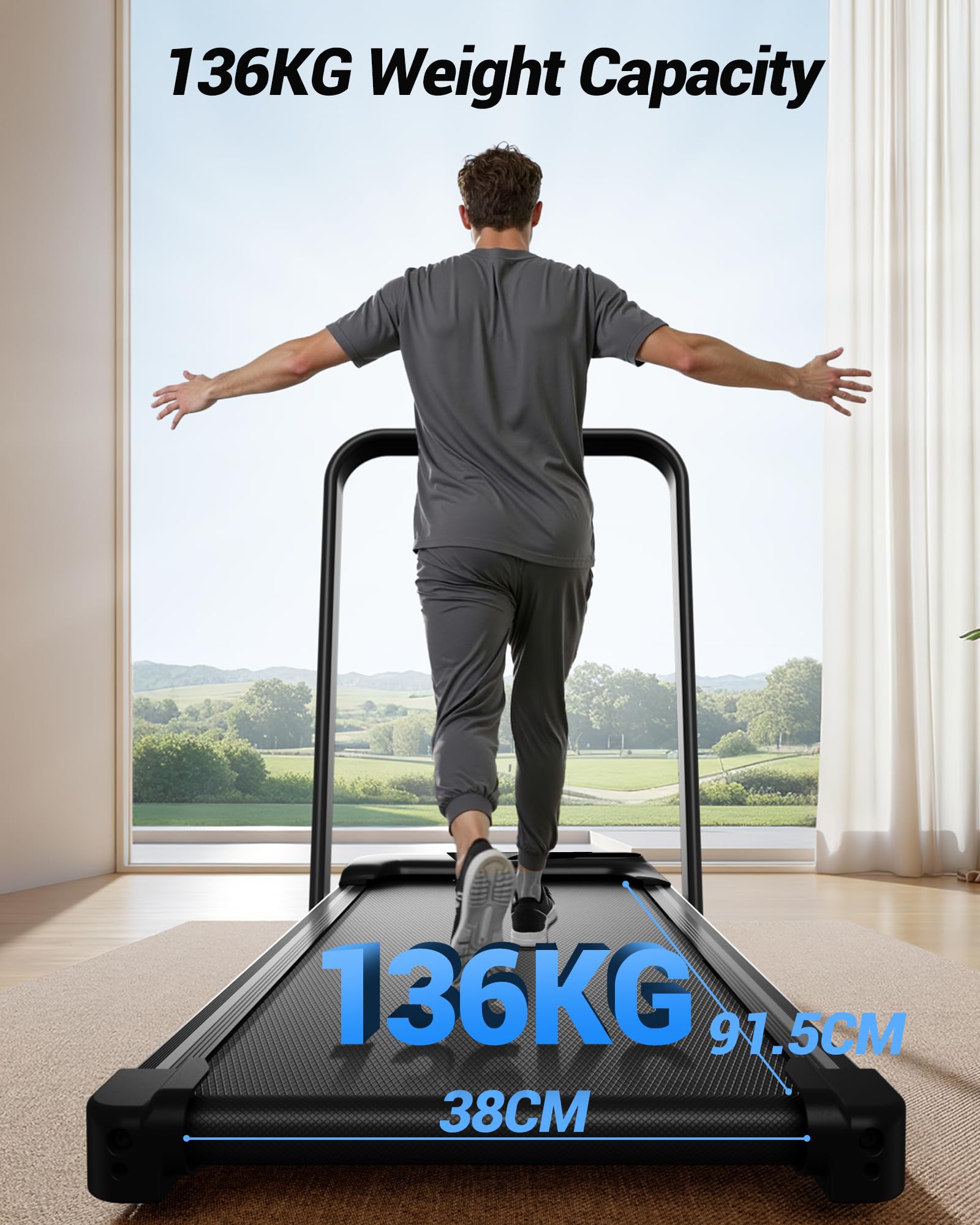 Amazon | 3-in-1 折りたたみ式トレッドミル 15%傾斜とハンドル付き 8KM